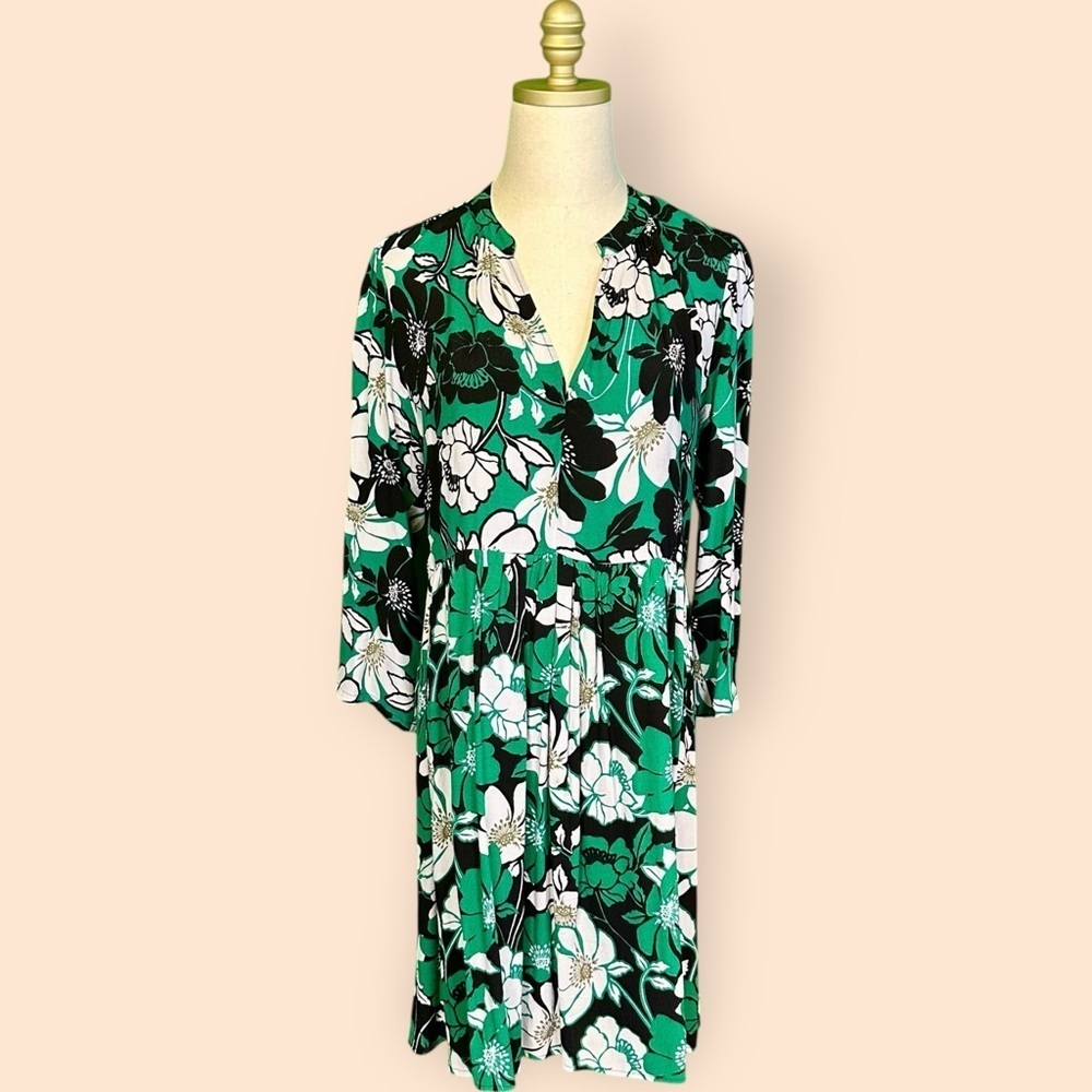 Maeve by Anthropologie ‘Juno’ Printed Dress in Green, Black & White Floral Sz M - Picture 4 of 15